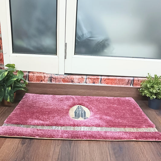 Avioni Divine Collection | Luxury Golden/Silver Touch Tufted Rug In Beautiful-Nameste Soft And Plush Handmade Door Mats | Pooja Mats | BathMats -45 cms x 75 cms