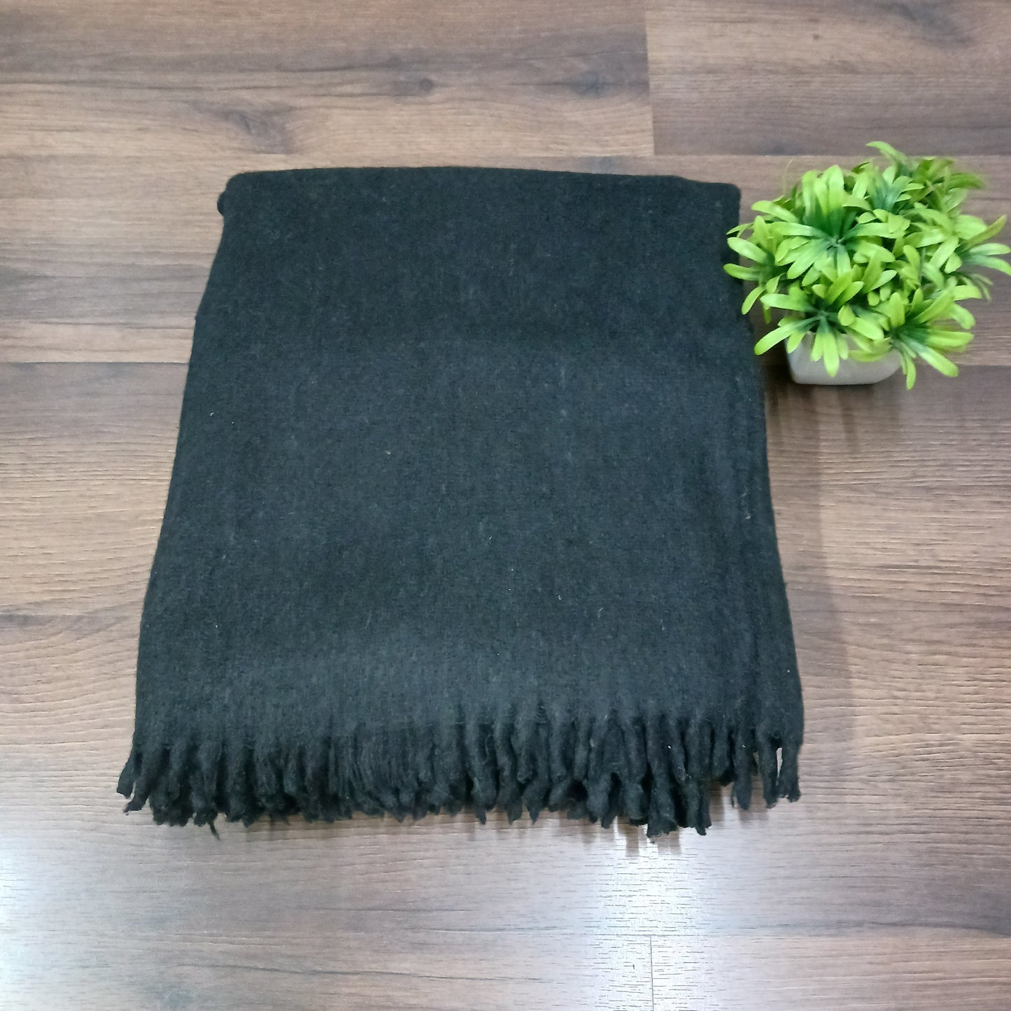 Blankets for Winter – Wool – Black With Fringes On Borders – set of 2 blankets – MSF @ Combo Price-Size-150cm x 225cm (~60" X 90")