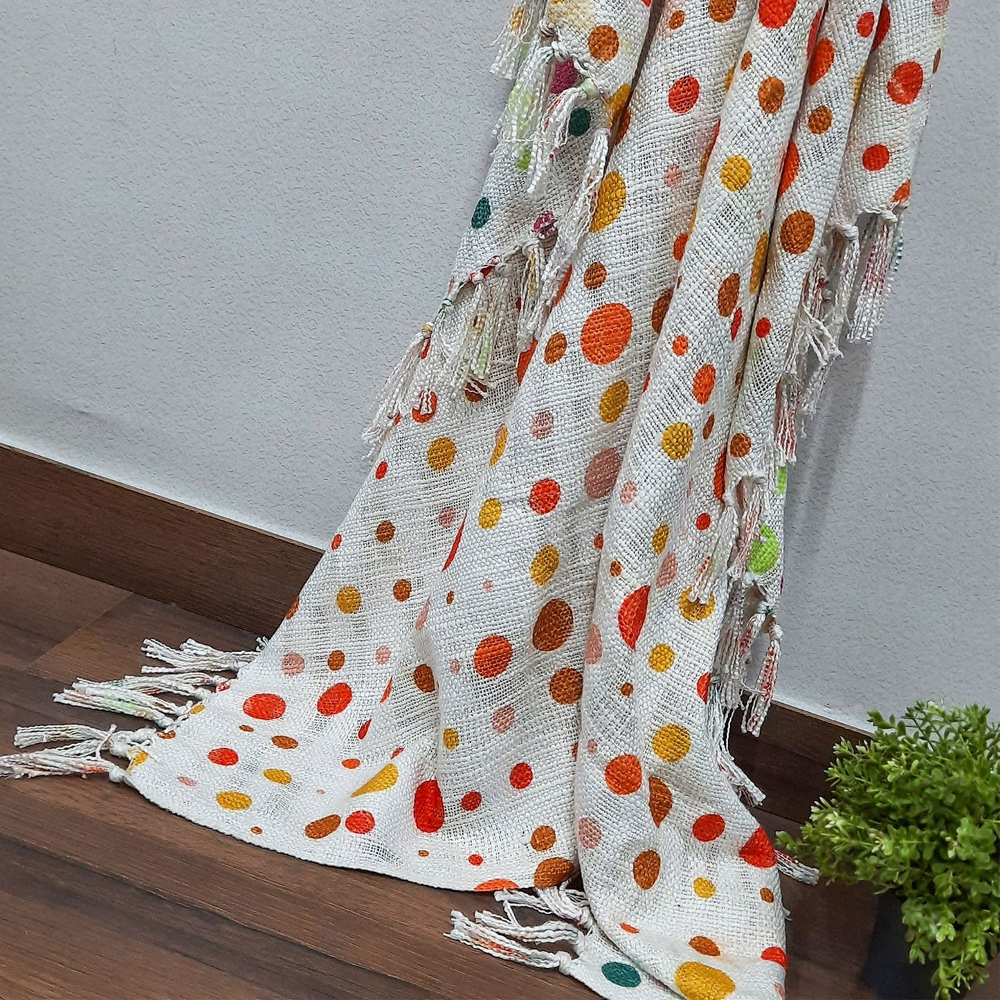 Avioni Polka Dot Reversible Soft Sofa Throw | Modern Design | Virgin Premium Polyester Slub Handloom Sofa Throw