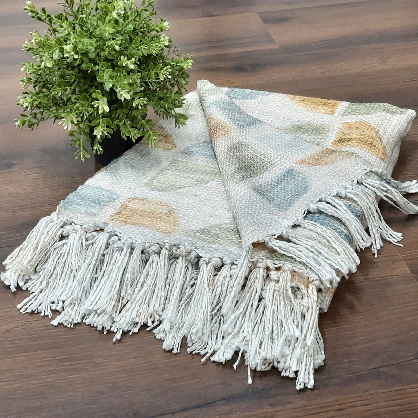 Avioni Sofa Throw | Handloom Weaved Bohemian Blanket with Fringes | Modern Soft Travel Blanket, Throws for Sofas, Armchair, Couch and Bed