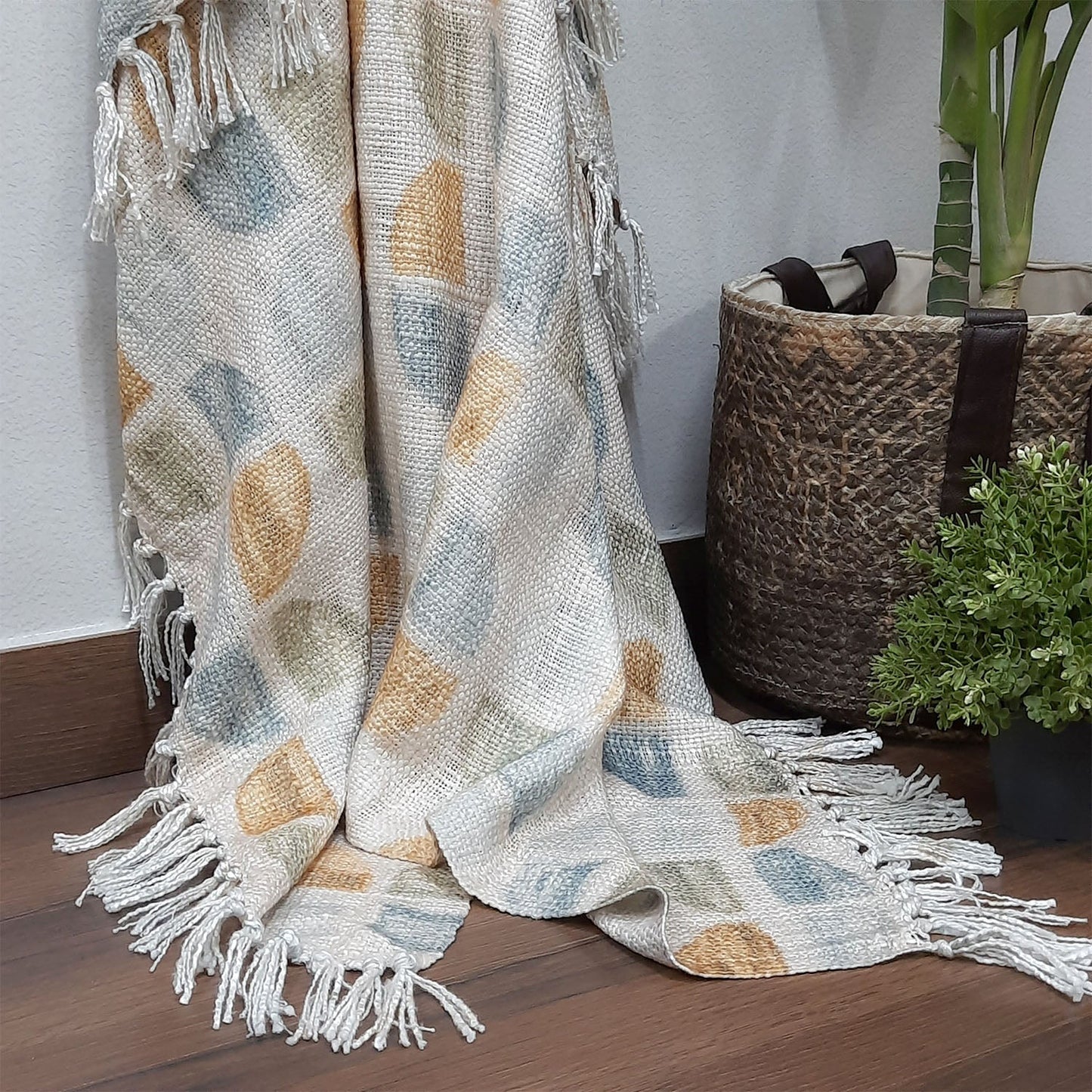 Avioni Sofa Throw | Handloom Weaved Bohemian Blanket with Fringes | Modern Soft Travel Blanket, Throws for Sofas, Armchair, Couch and Bed