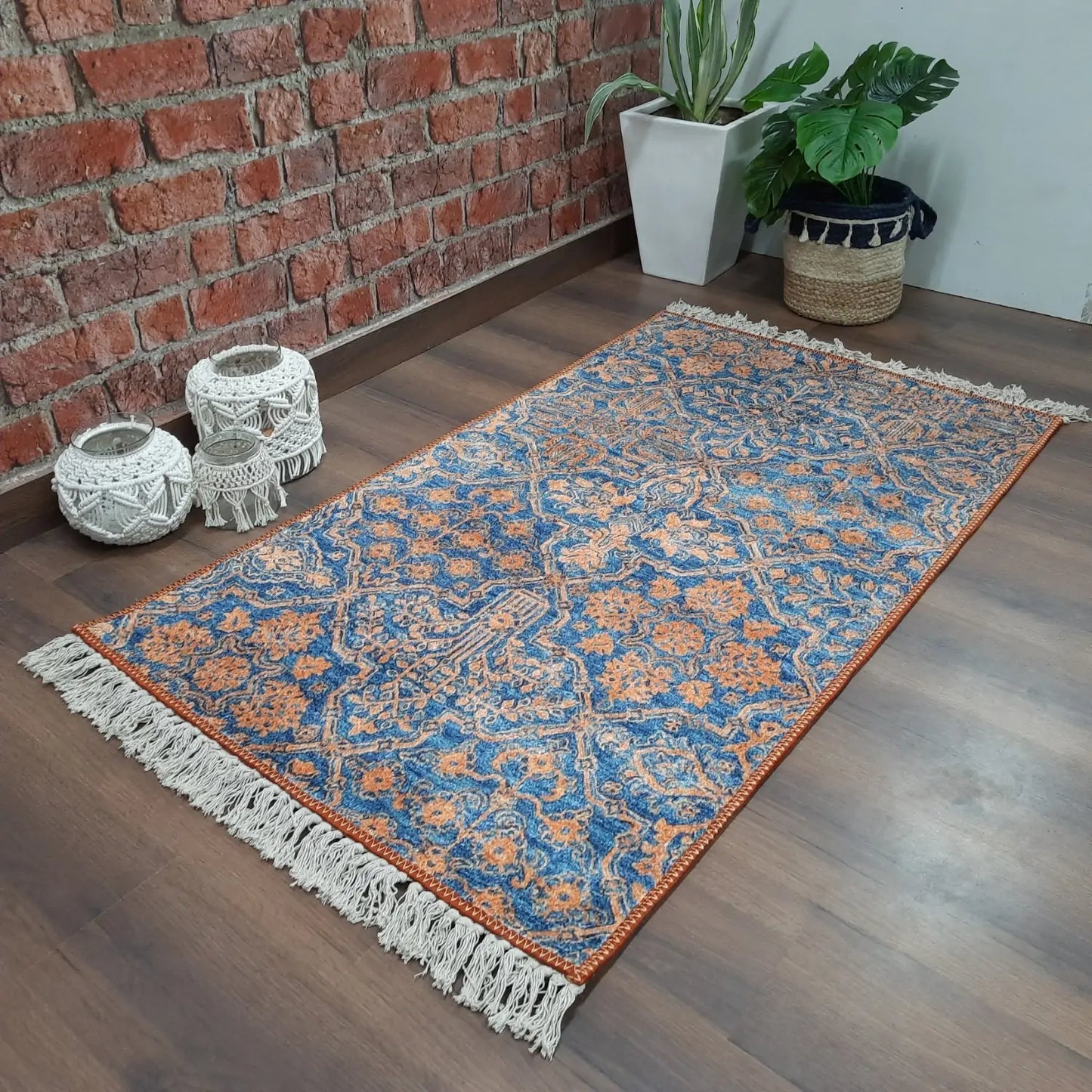 Avioni Washable Luxury Carpets-Ethnic Collection – Golden Flowers / Multiple Sizes