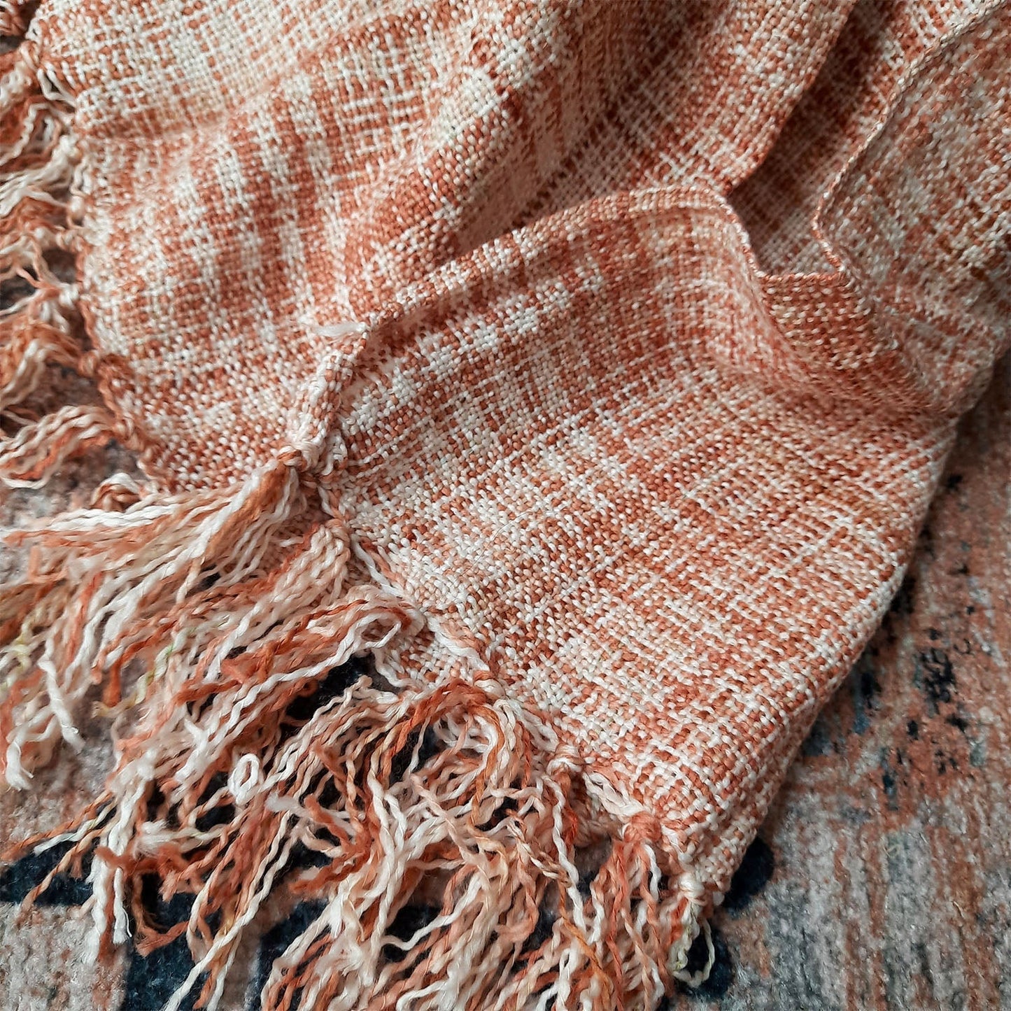 Avioni Sofa Throws/Blankets Super Soft Acrylic Handloom Weaved Orange Multicolour – (Noor Collection)-127×152 cm (50 x 60 Inch)