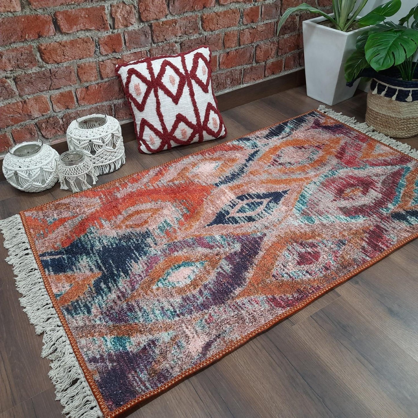 Avioni Washable Luxury Carpets-Rustic Modern Multicolour Design / Multiple Sizes