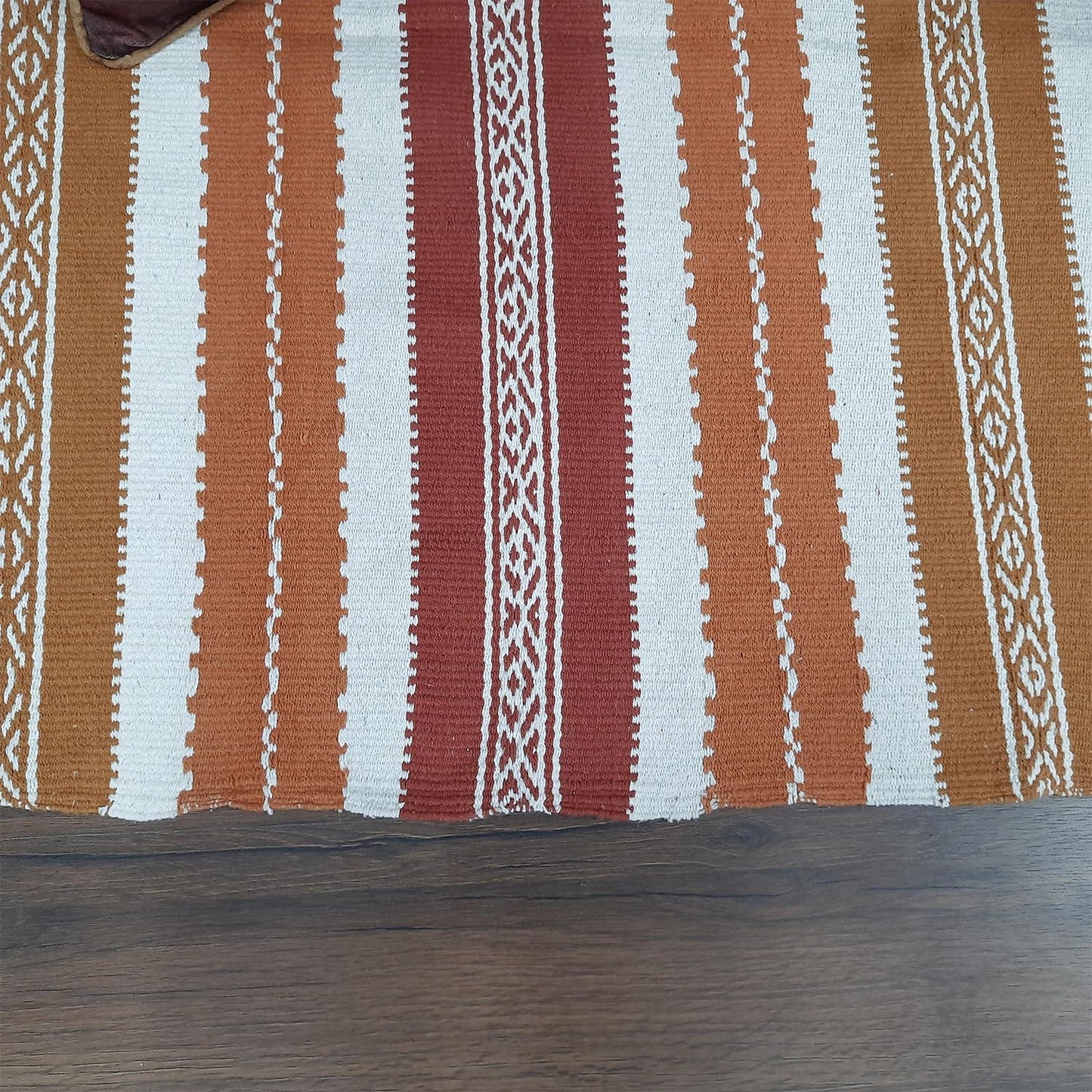 Avioni 100% Cotton Handloom Floor Rug / Durrie – Neohome Collection – Brown Tones and White-90cm x 150cm (~3 feet x 5 feet)