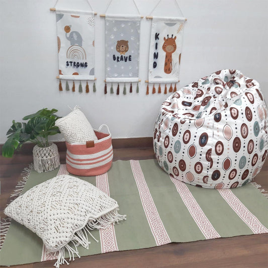 Avioni 100% Cotton Handloom Floor Rug / Durrie – Neohome Collection – Green and Pink