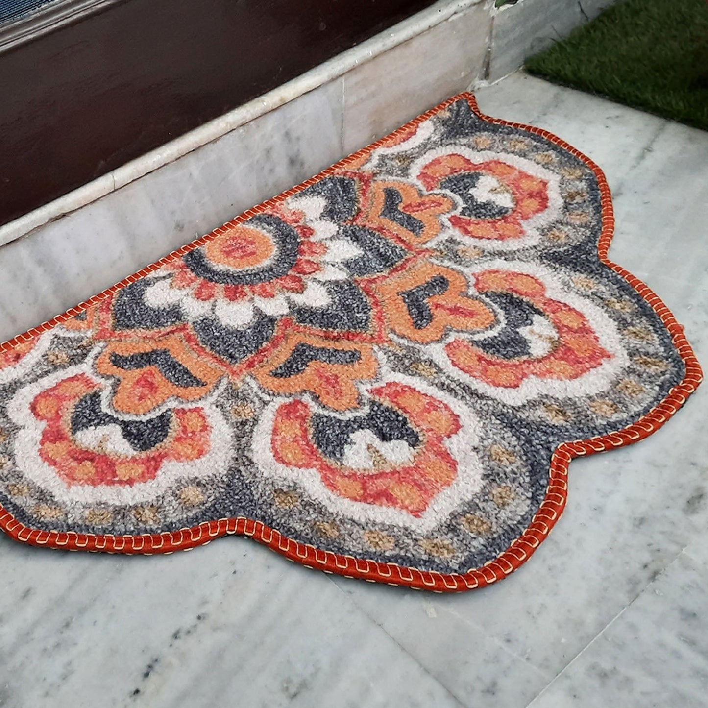 Avioni Home Floor Mats in Beautiful Rangoli Modern Petals Design | Anti Slip, Durable & Washable | Outdoor & Indoor