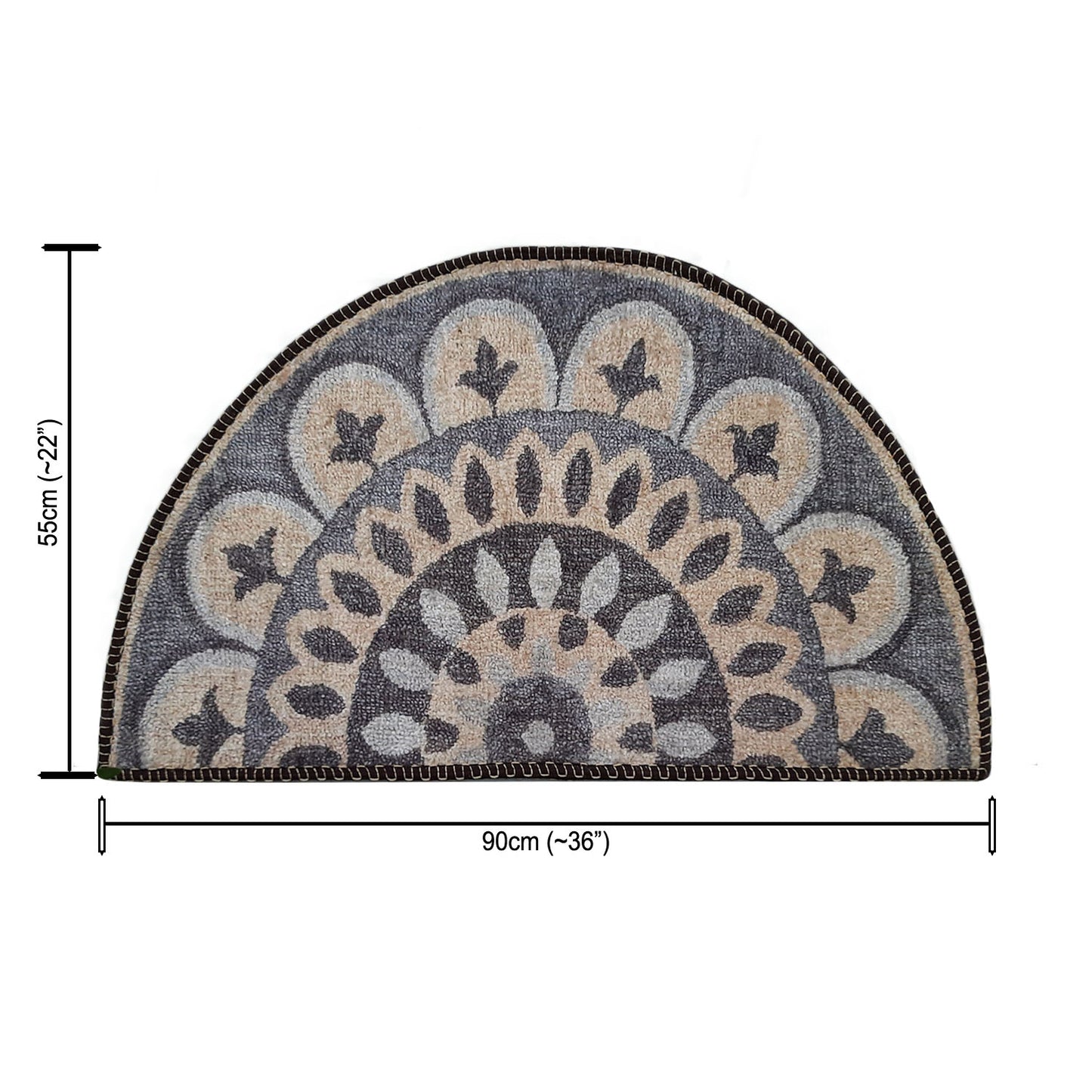 Avioni Home Floor Mats in Beautiful Rangoli Modern Semi Round Design | Anti Slip, Durable & Washable | Outdoor & Indoor