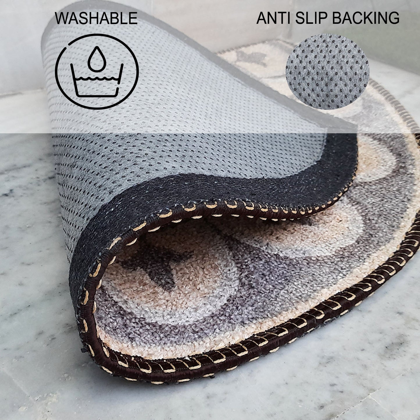 Avioni Home Floor Mats in Beautiful Rangoli Modern Semi Round Design | Anti Slip, Durable & Washable | Outdoor & Indoor