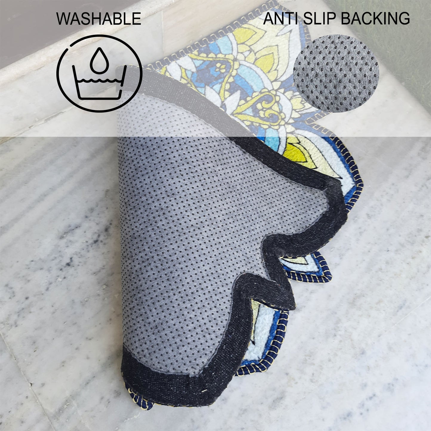 Avioni Home Floor Mats in Beautiful Rangoli Cutout Design | Anti Slip, Durable & Washable | Outdoor & Indoor