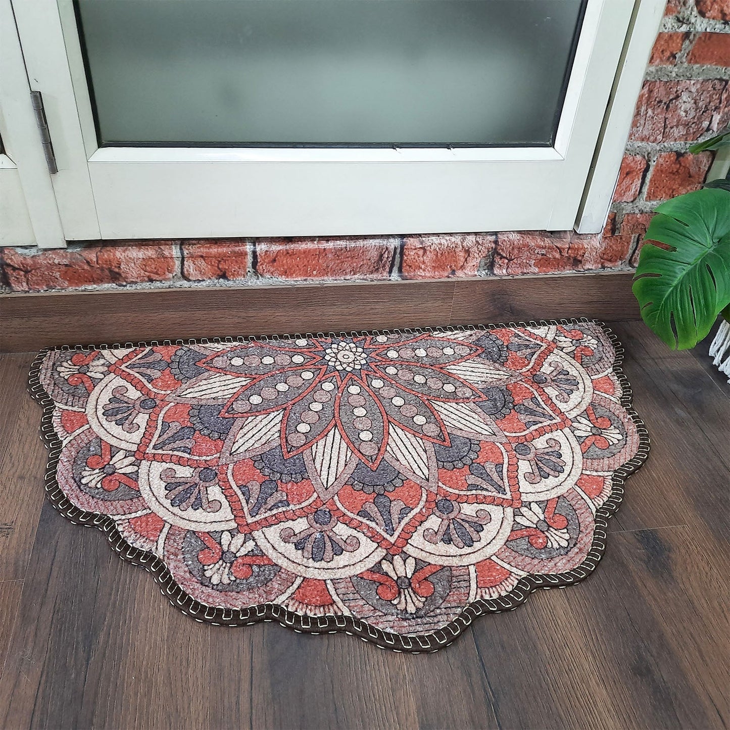 Avioni Home Floor Mats in Beautiful Rangoli Brown Design | Anti Slip, Durable & Washable | Outdoor & Indoor