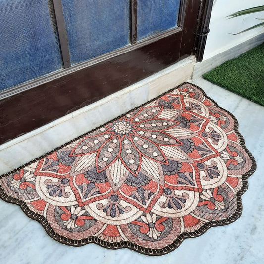 Avioni Home Floor Mats in Beautiful Rangoli Brown Design | Anti Slip, Durable & Washable | Outdoor & Indoor