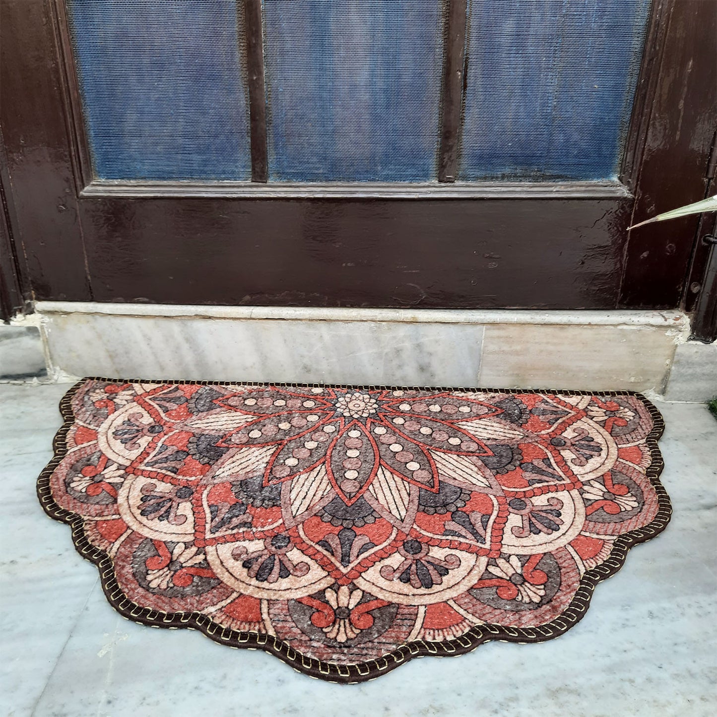 Avioni Home Floor Mats in Beautiful Rangoli Brown Design | Anti Slip, Durable & Washable | Outdoor & Indoor
