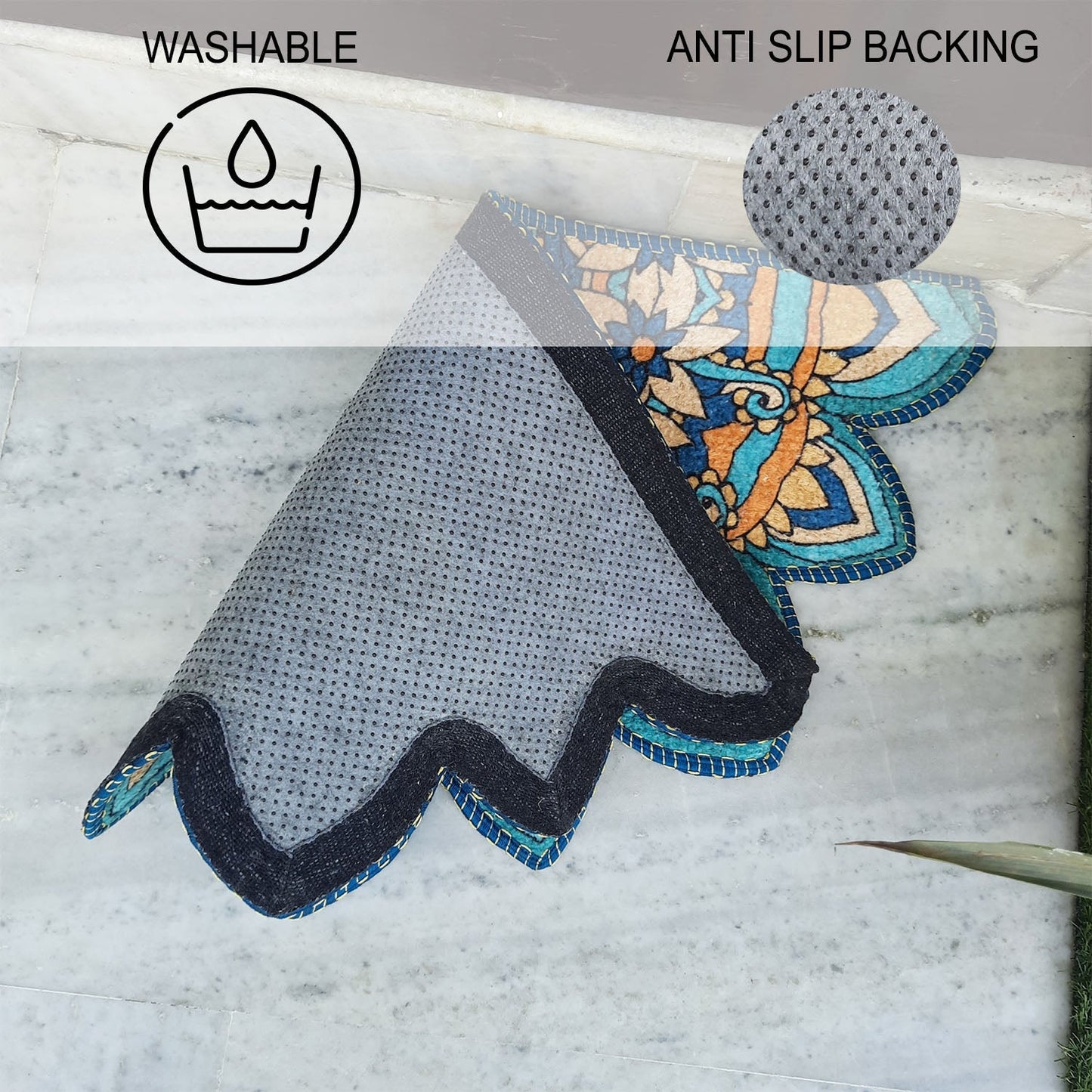 Avioni Home Floor Mats in Beautiful Traditional Rangoli Cutout Design | Anti Slip, Durable & Washable | Outdoor & Indoor