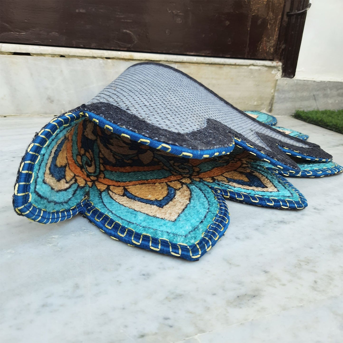 Avioni Home Floor Mats in Beautiful Traditional Rangoli Cutout Design | Anti Slip, Durable & Washable | Outdoor & Indoor