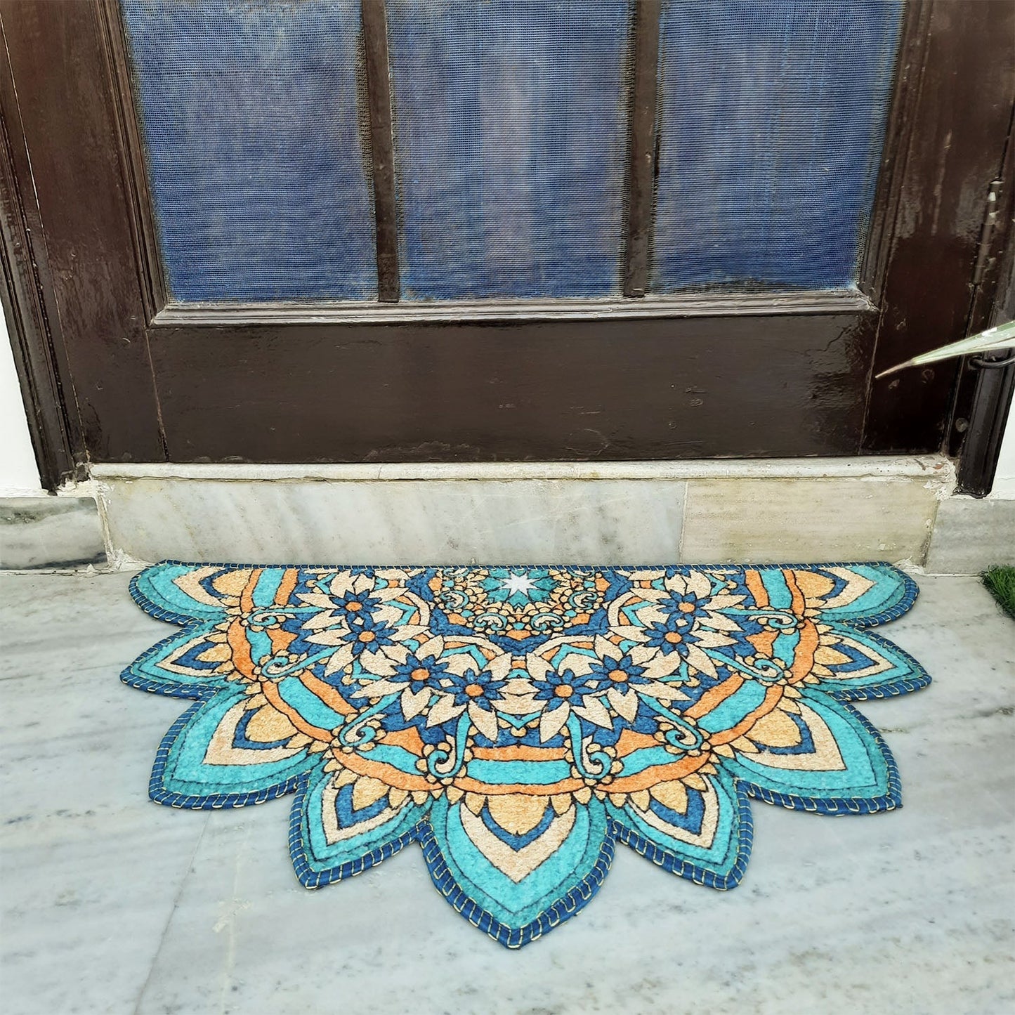 Avioni Home Floor Mats in Beautiful Traditional Rangoli Cutout Design | Anti Slip, Durable & Washable | Outdoor & Indoor