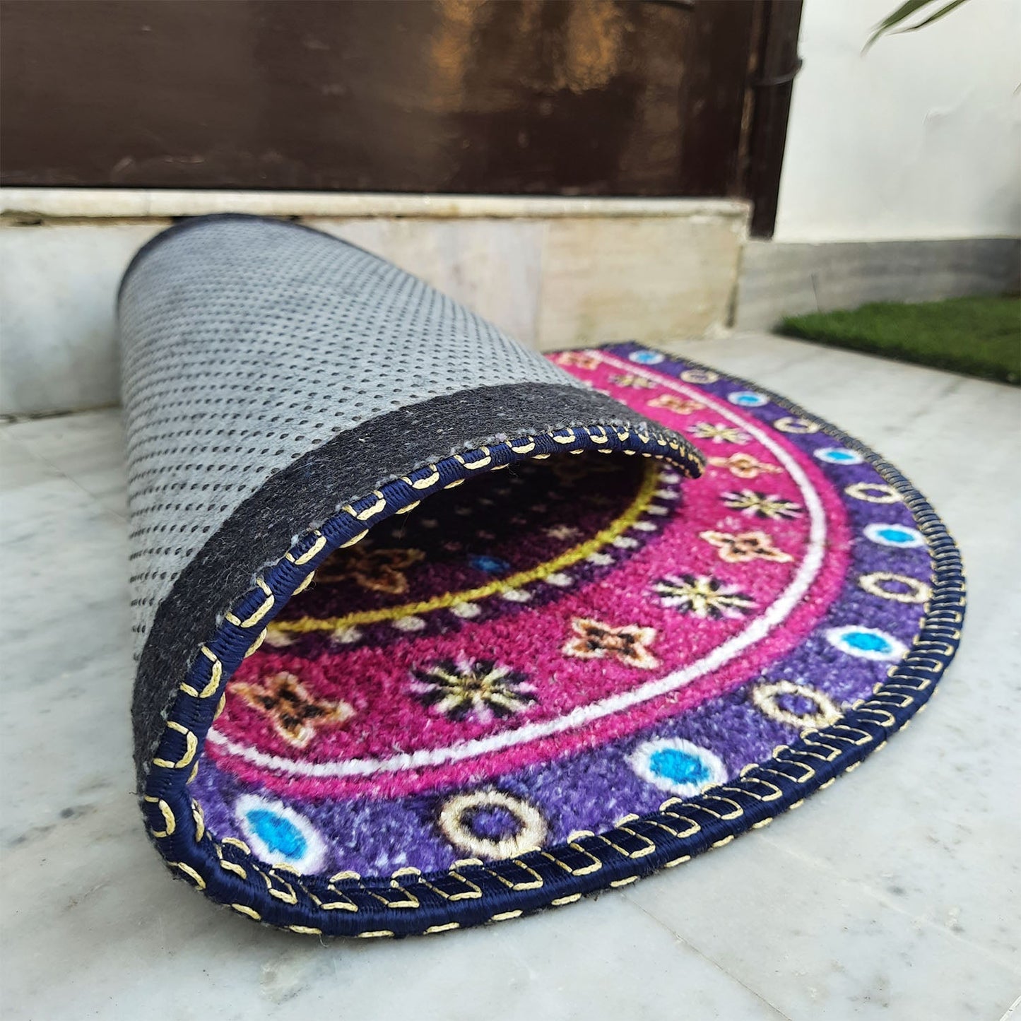Avioni Home Floor Mats in Beautiful Traditional Rangoli Design | Anti Slip, Durable & Washable | Outdoor & Indoor