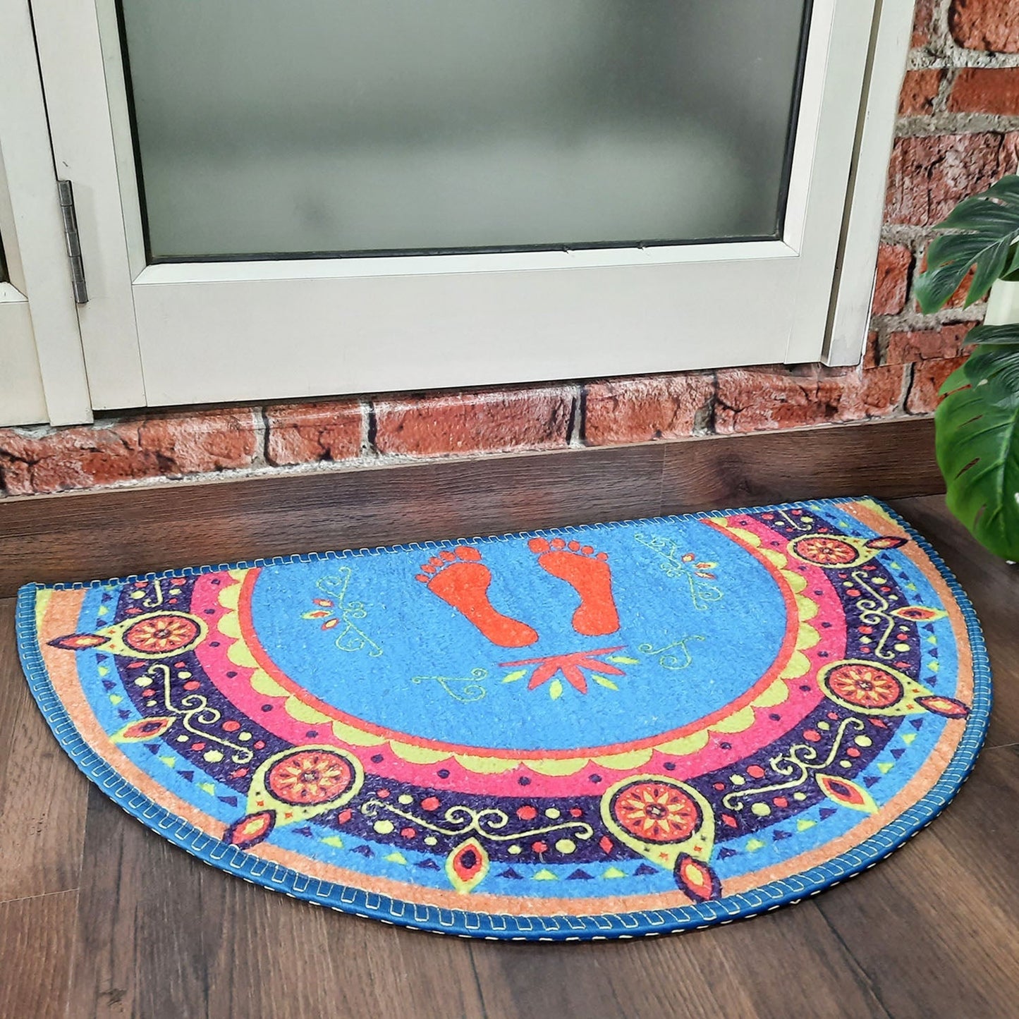 Avioni Home Floor Mats in Beautiful Traditional Lakshmi Padma (Feet) Design | Anti Slip, Durable & Washable | Outdoor & Indoor