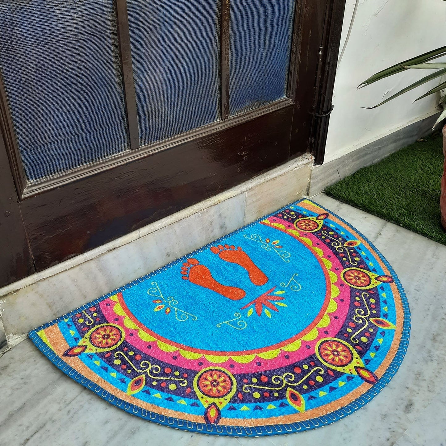 Avioni Home Floor Mats in Beautiful Traditional Lakshmi Padma (Feet) Design | Anti Slip, Durable & Washable | Outdoor & Indoor
