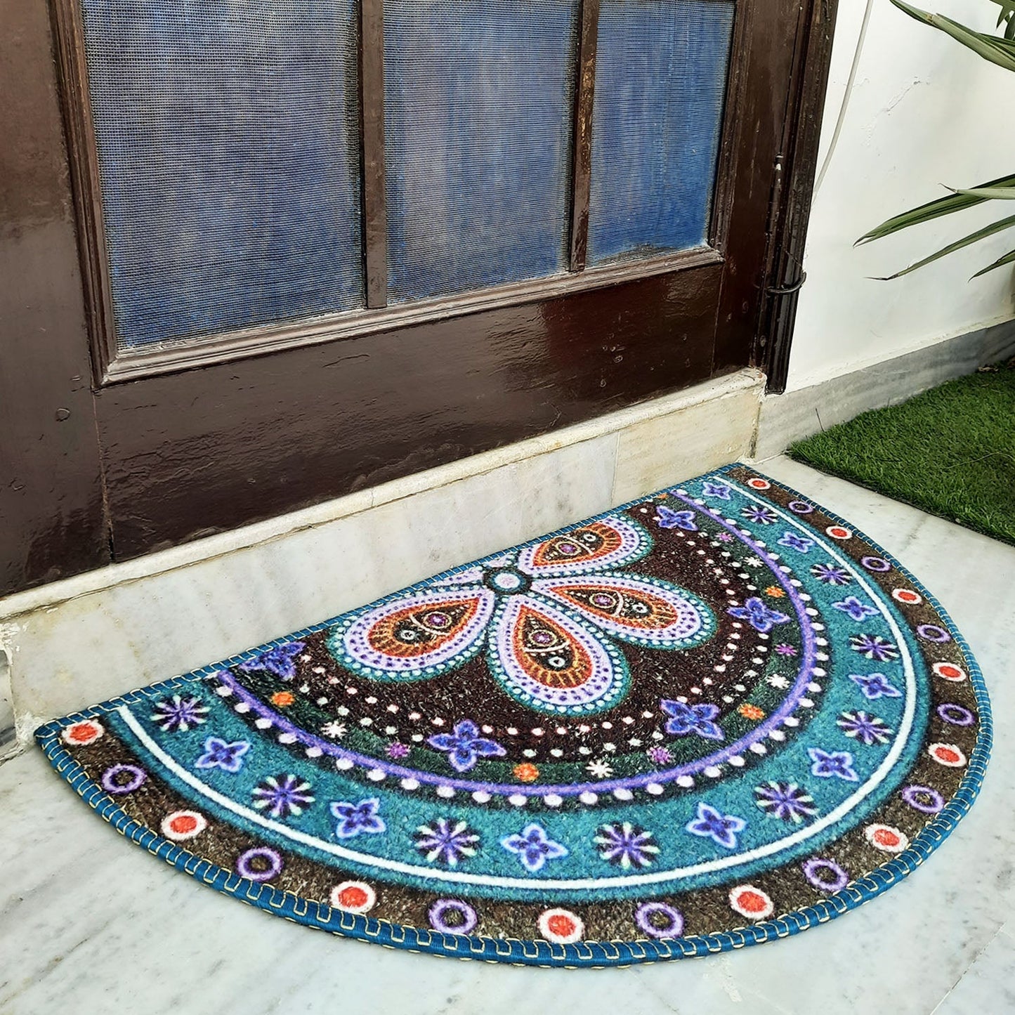 Avioni Home Floor Mats in Beautiful Traditional Rangoli Design | Anti Slip, Durable & Washable | Outdoor & Indoor