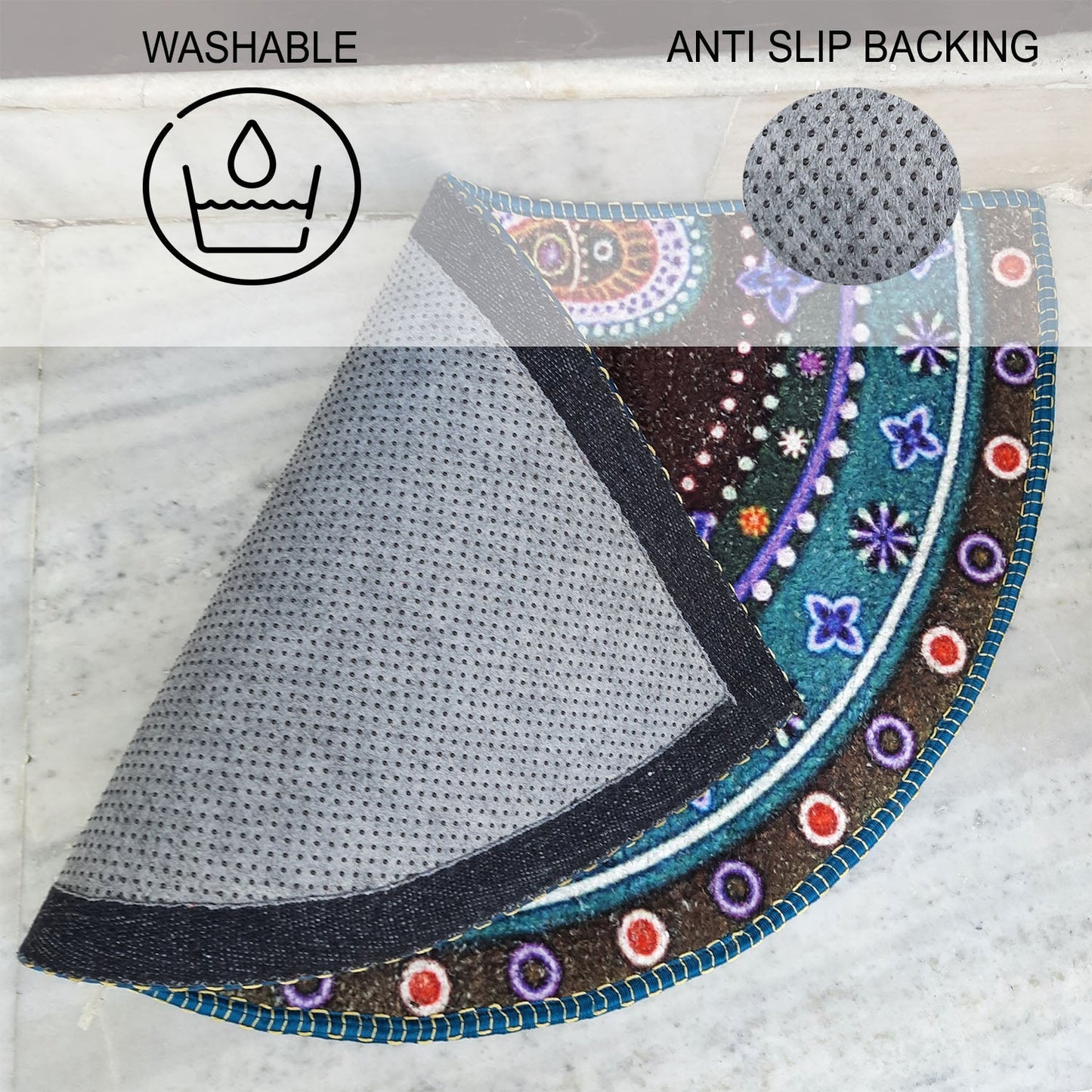 Avioni Home Floor Mats in Beautiful Traditional Rangoli Design | Anti Slip, Durable & Washable | Outdoor & Indoor