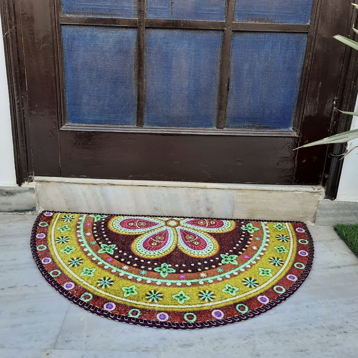 Avioni Home Floor Mats in Beautiful Traditional Rangoli Design | Anti Slip, Durable & Washable | Outdoor & Indoor