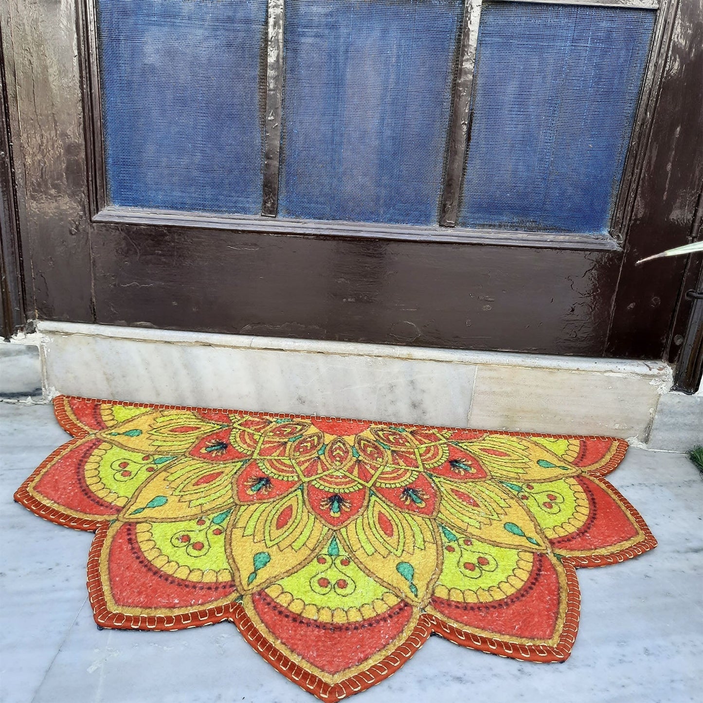 Avioni Home Floor Mats in Beautiful Traditional Rangoli Vibrant Design | | Anti Slip, Durable & Washable | Outdoor & Indoor