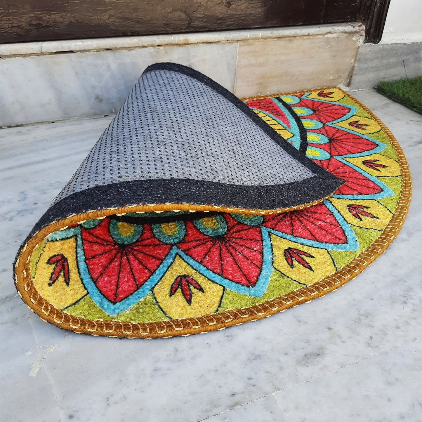 Avioni Home Floor Mats in Beautiful Traditional Rangoli Design | Anti Slip, Durable & Washable | Outdoor & Indoor