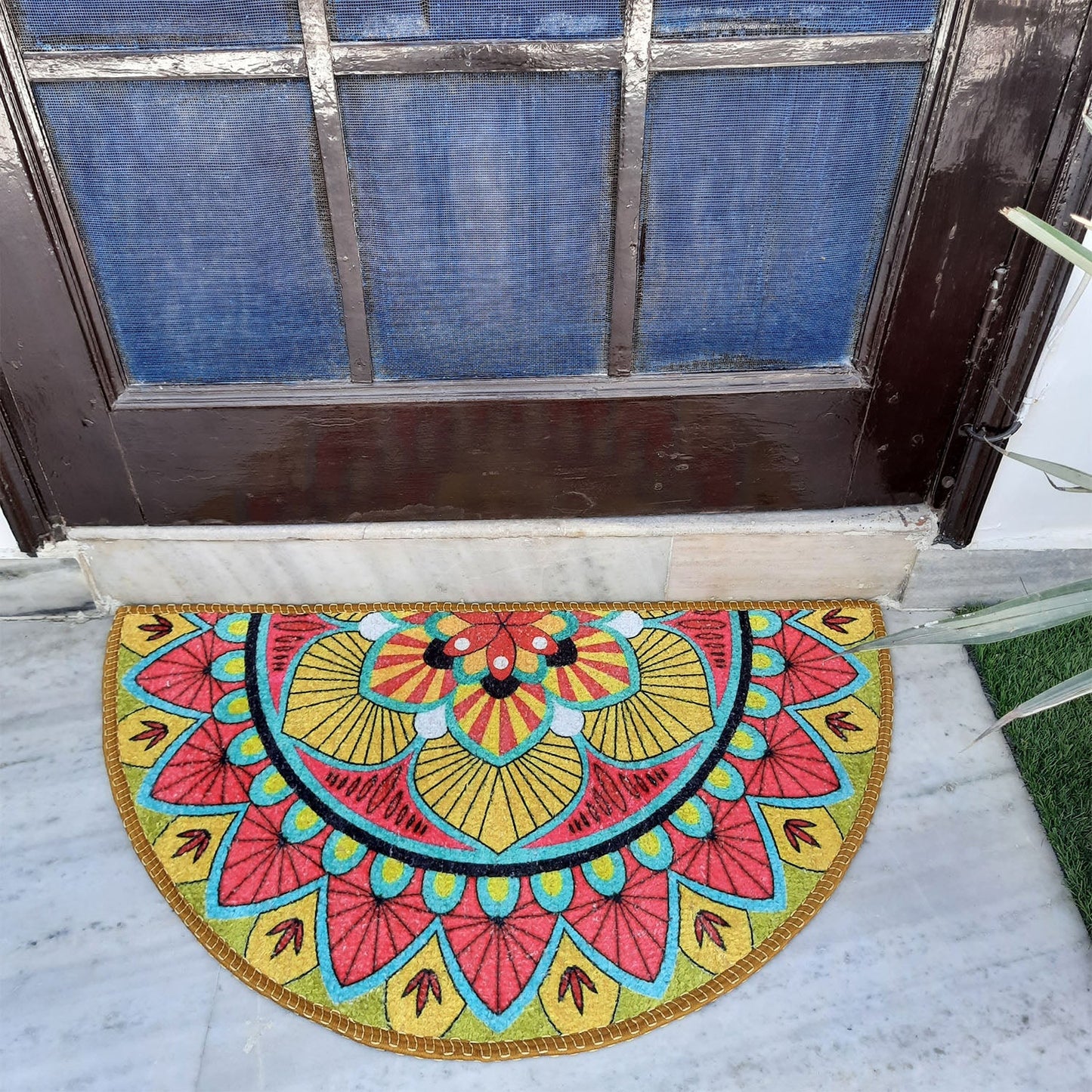Avioni Home Floor Mats in Beautiful Traditional Rangoli Design | Anti Slip, Durable & Washable | Outdoor & Indoor