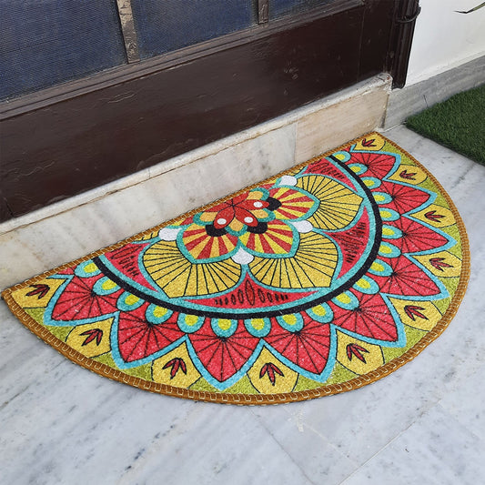 Avioni Home Floor Mats in Beautiful Traditional Rangoli Design | Anti Slip, Durable & Washable | Outdoor & Indoor