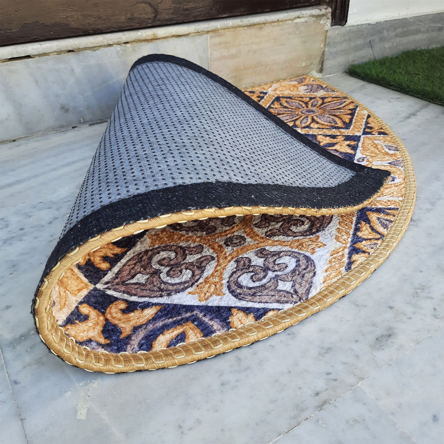 Avioni Home Floor Mats in Beautiful Moroccan Brown Design | Anti Slip, Durable & Washable | Outdoor & Indoor