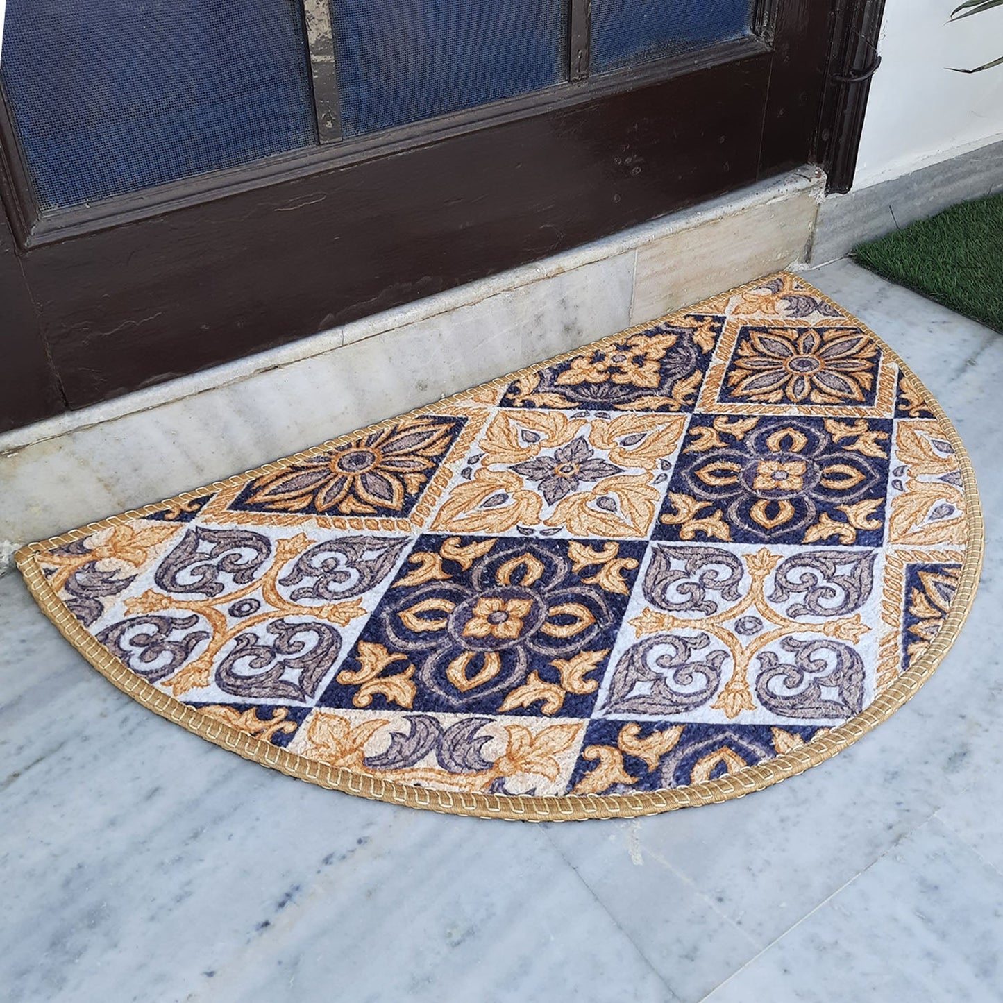 Avioni Home Floor Mats in Beautiful Moroccan Brown Design | Anti Slip, Durable & Washable | Outdoor & Indoor