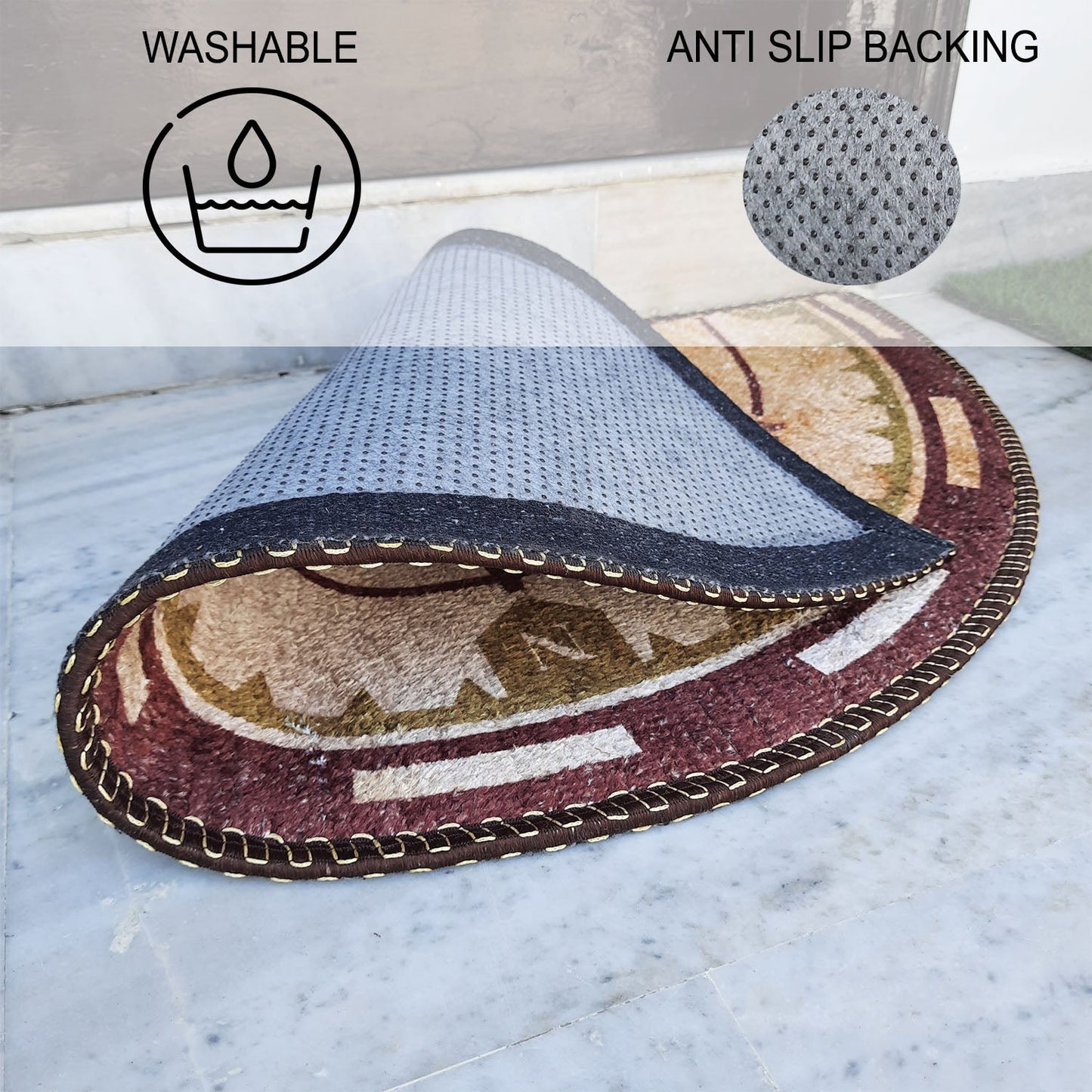 Avioni Home Floor Mat Modern Compass Design | Anti Slip, Durable & Washable | Outdoor & Indoor