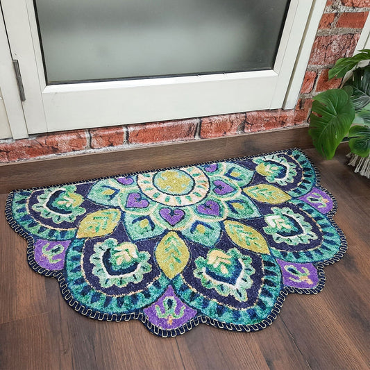 Avioni Home Floor Mats in Beautiful Traditional Rangoli Colors | Anti Slip, Durable & Washable | Outdoor & Indoor