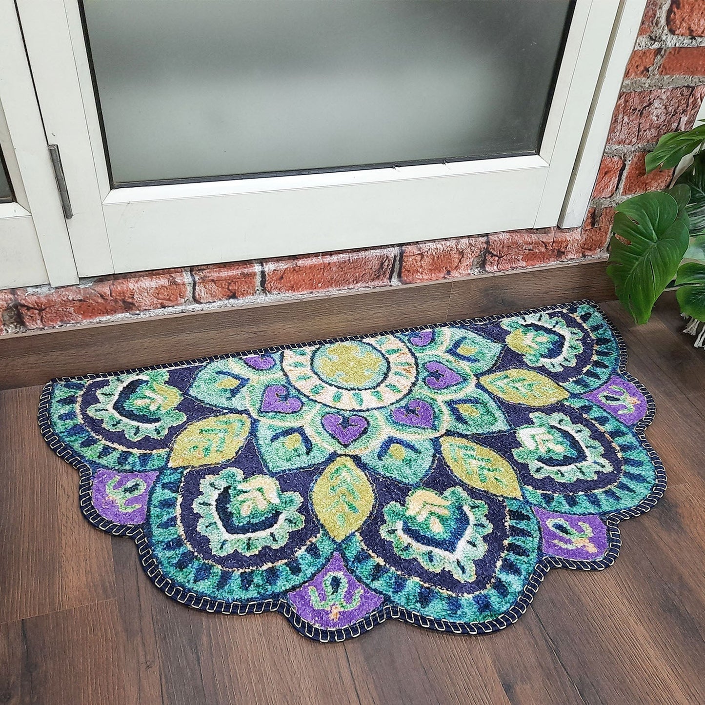 Avioni Home Floor Mats in Beautiful Traditional Rangoli Colors | Anti Slip, Durable & Washable | Outdoor & Indoor