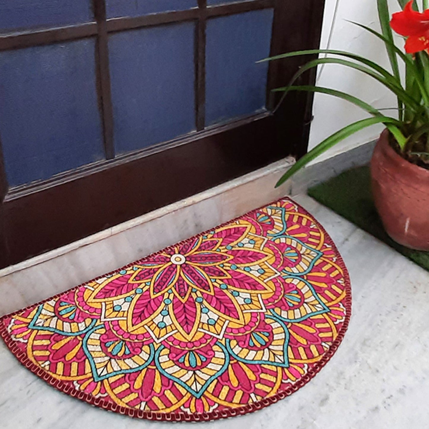 Avioni Home Floor Mats in Beautiful Rangoli Design | Anti Slip, Durable & Washable | Outdoor & Indoor
