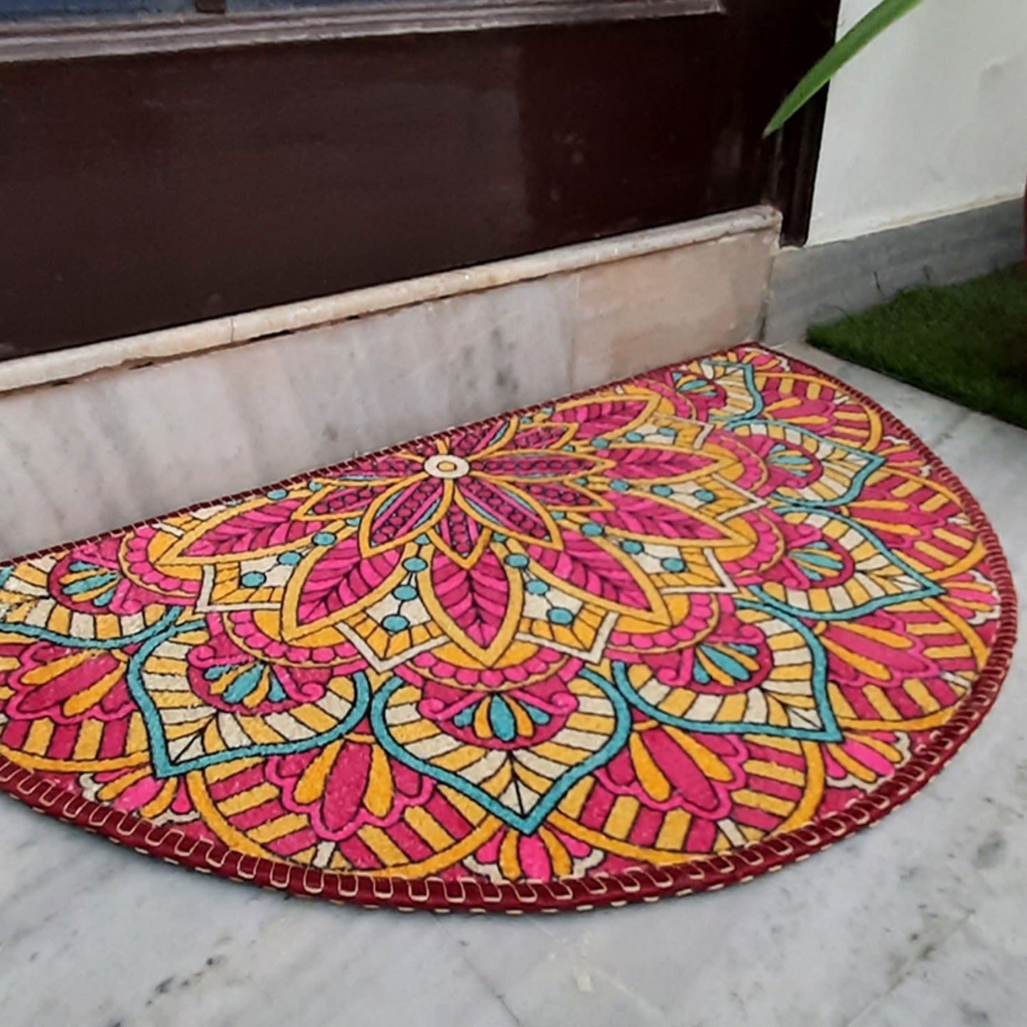 Avioni Home Floor Mats in Beautiful Rangoli Design | Anti Slip, Durable & Washable | Outdoor & Indoor