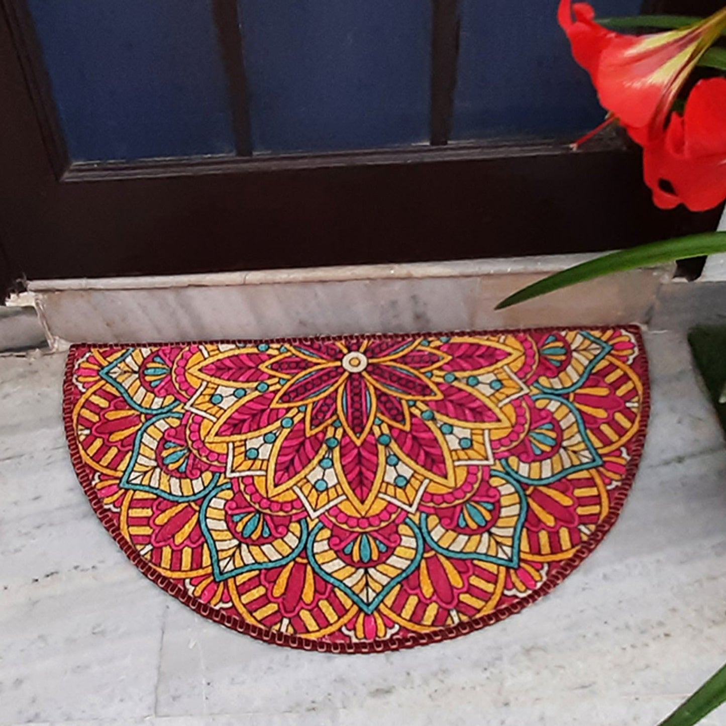 Avioni Home Floor Mats in Beautiful Rangoli Design | Anti Slip, Durable & Washable | Outdoor & Indoor