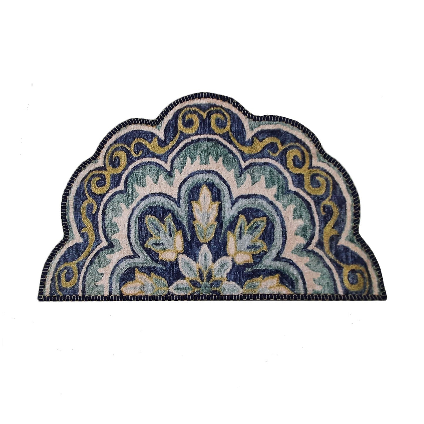 Avioni Home Floor Mats in Beautiful Rangoli Design | Semi Round Petals | Anti Slip, Durable & Washable | Outdoor & Indoor