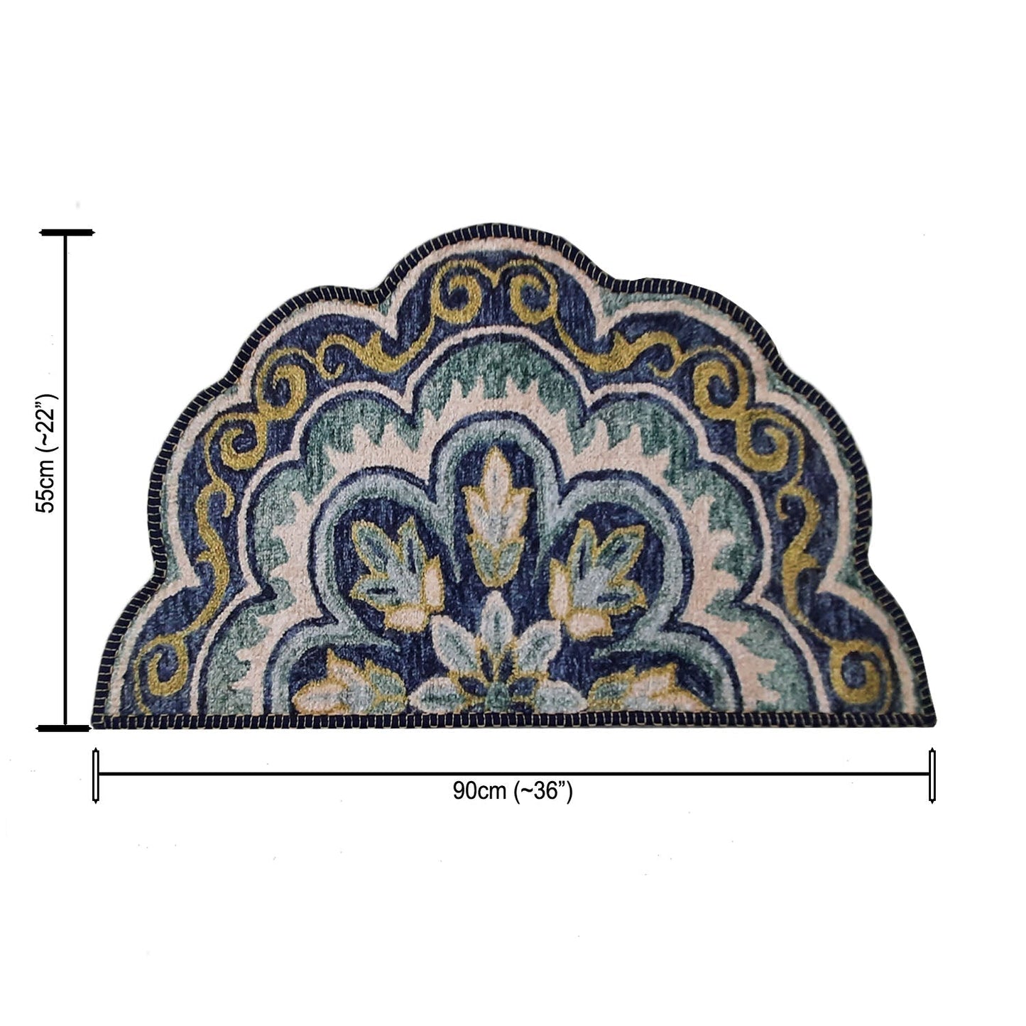 Avioni Home Floor Mats in Beautiful Rangoli Design | Semi Round Petals | Anti Slip, Durable & Washable | Outdoor & Indoor