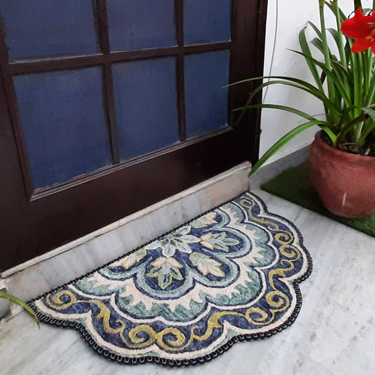 Avioni Home Floor Mats in Beautiful Rangoli Design | Semi Round Petals | Anti Slip, Durable & Washable | Outdoor & Indoor