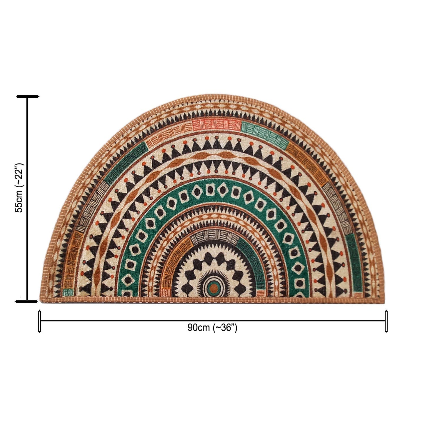 Avioni Home Floor Mats in Beautiful Boho Design | Semi Round | Anti Slip, Durable & Washable | Outdoor & Indoor