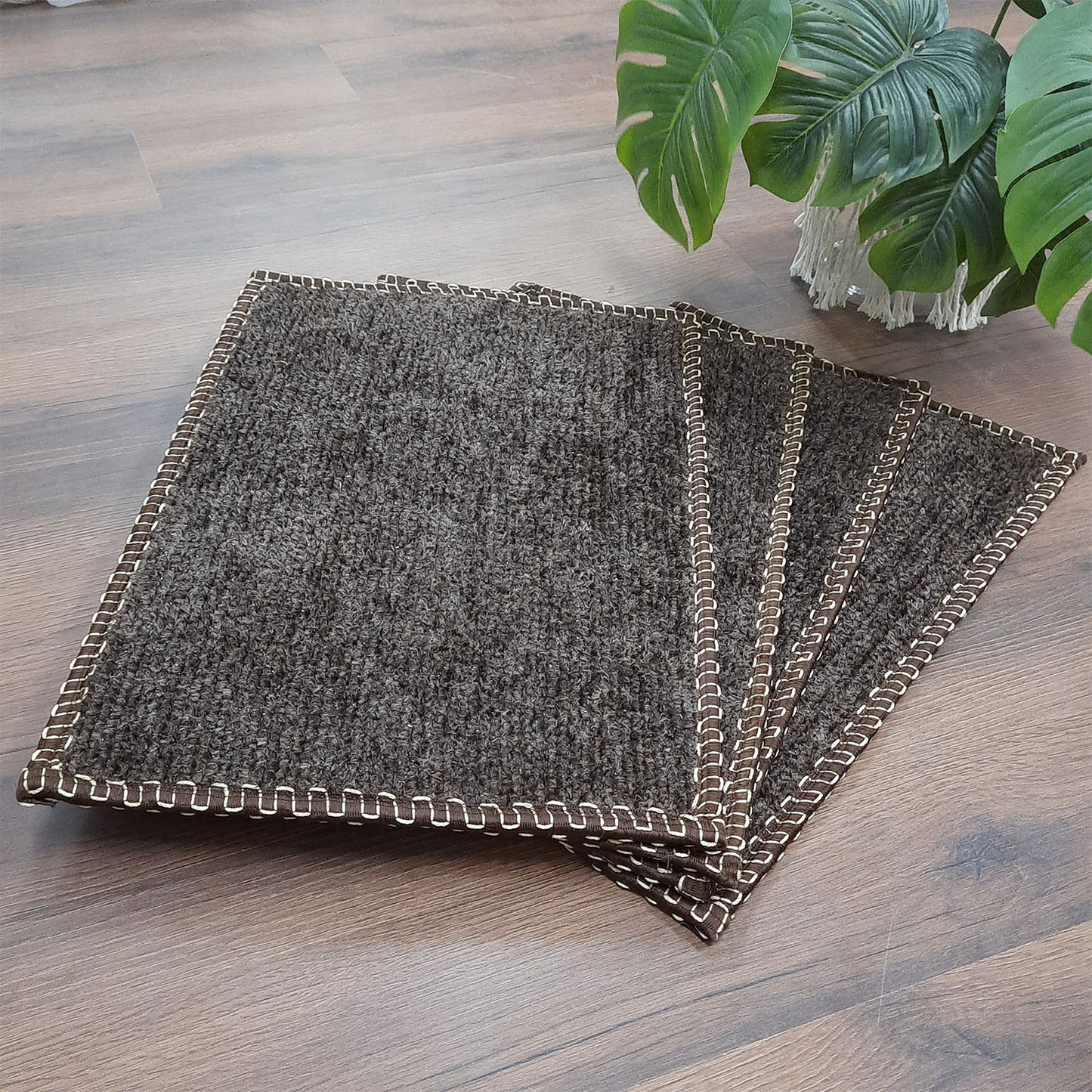 SET OF FOUR | Avioni SlipToGrip Universal Doormat | Coffee, Size 35cm x 55cm | Anti Slip, Durable & Washable | Outdoor & Indoor