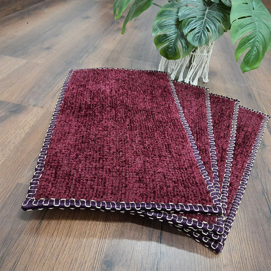 SET OF FOUR | Avioni SlipToGrip Universal Doormat | Maroon, Size 35cm x 55cm | Anti Slip, Durable & Washable | Outdoor & Indoor