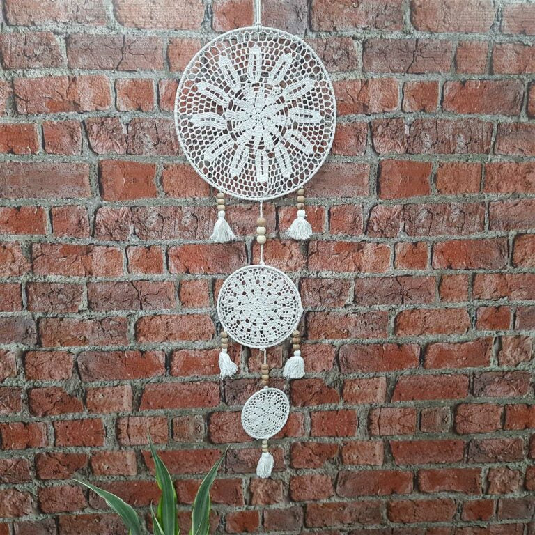 Avioni Home Boho Collection – Crochet Wall Hanging With Beads And Fringes – 120 cms x 40 cms