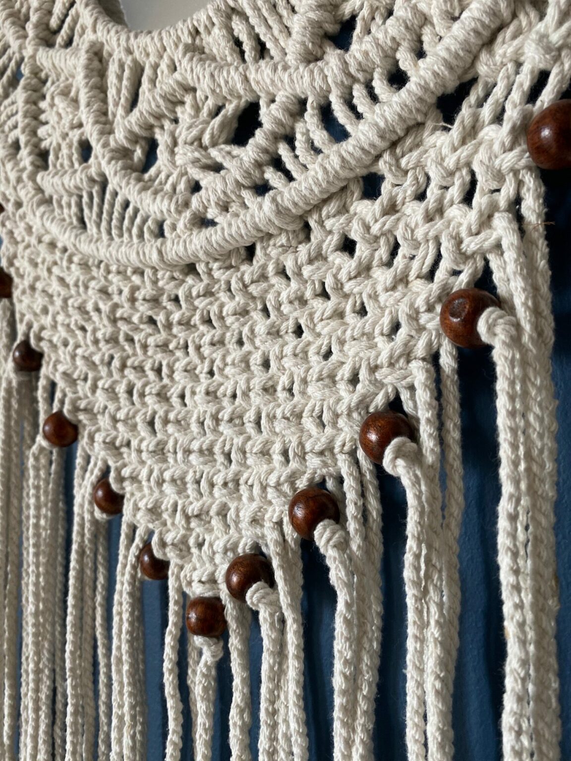 Avioni Home Boho Collection – Hand-Knitted Wall Hanging with Mirror-50cm width x 70cm height.