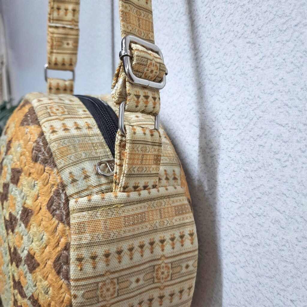 Premium Sling Bag for Women, Avioni Fashion Shoulder Bag, Bohemian Style Ethnic Design, Braided Sides Round Sling Bag, Perfect For Gifts and Traveling-25 cms Diameter