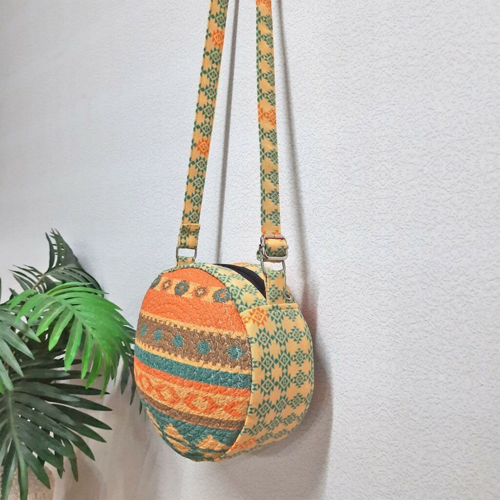Premium Sling Bag for Women, Avioni Fashion Shoulder Bag, Bohemian Style-moroccon Design, Braided Sides Round Sling Bag, Perfect For Gifts and Traveling-25 cms Diameter