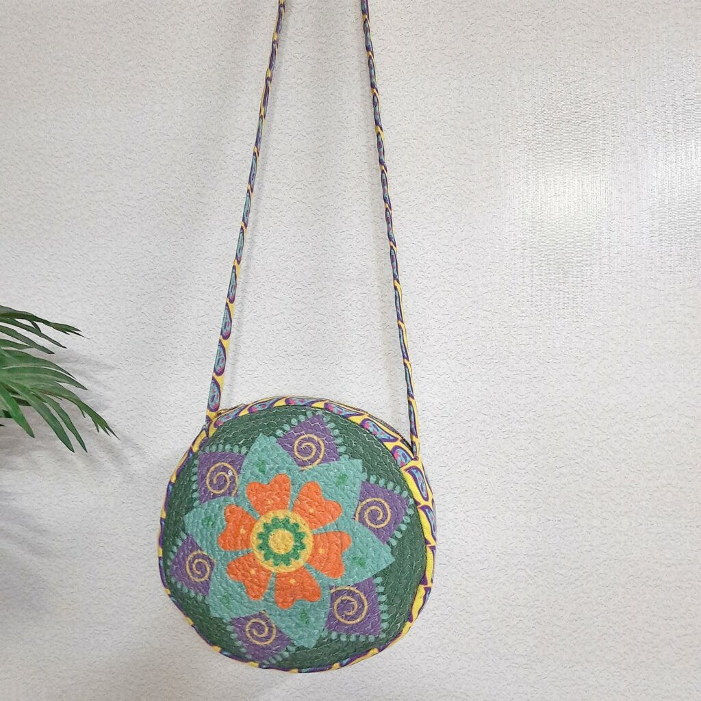 Premium Sling Bag for Women, Avioni Fashion Shoulder Bag, Bohemian Style-Banjara Gypsy , Braided Sides Round Sling Bag, Perfect For Gifts and Traveling-25 cms Diameter