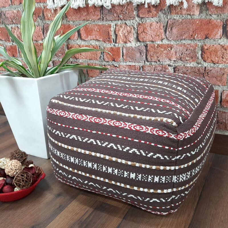 Avioni Home BigMo Collection -Cube Boho Brown Pouf -40cm x 55cm x 55 cm